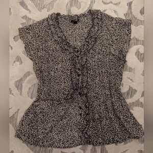 East 5th Black and Cream Patterned Top